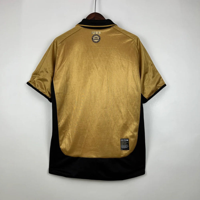 Manchester United 100th Anniversary Edition Men's Retro Shirt - White and Black, Gold and Black Double Sided