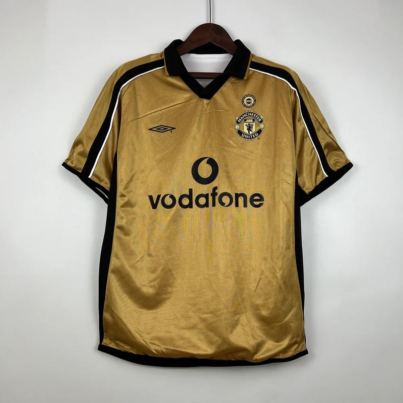 Manchester United 100th Anniversary Edition Men's Retro Shirt - White and Black, Gold and Black Double Sided