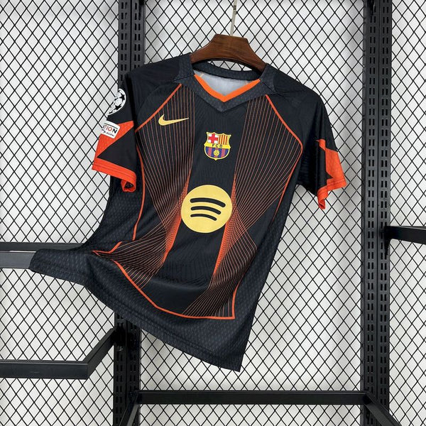 FanBarcelona 2025∕26 black orange special edition Jersey (With Champions League)