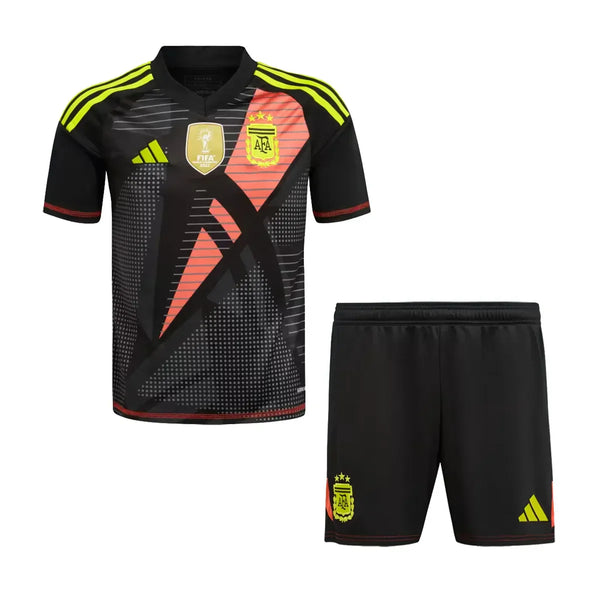 Kids Argentina Black Goalkeeper Jersey 2024 - Patch Fifa World Champions 2022