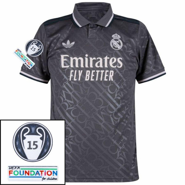 Real Madrid Third Fan Jersey 2024/25 Patches UCL UEFA Foundation (Official Printing)