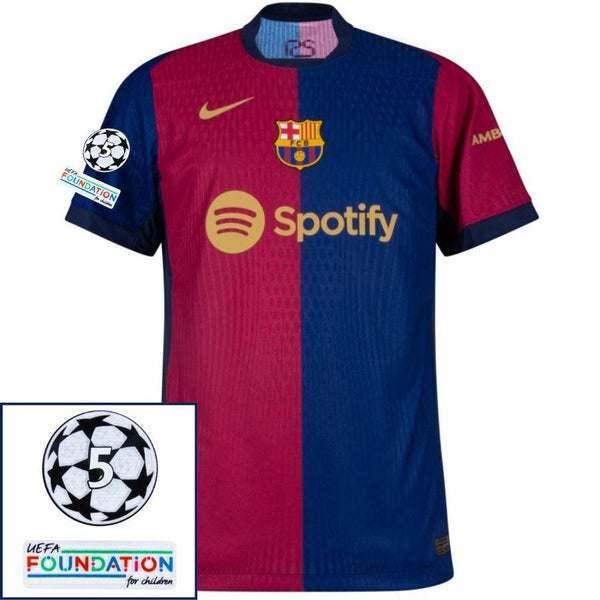 Barcelona Home 2024/25 Patches UCL UEFA Foundation (Official Printing)