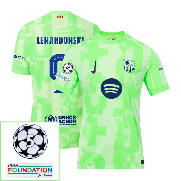 Barcelona Lewandowski 9 Third 2024/25 Patches UCL UEFA Foundation (Official Printing)