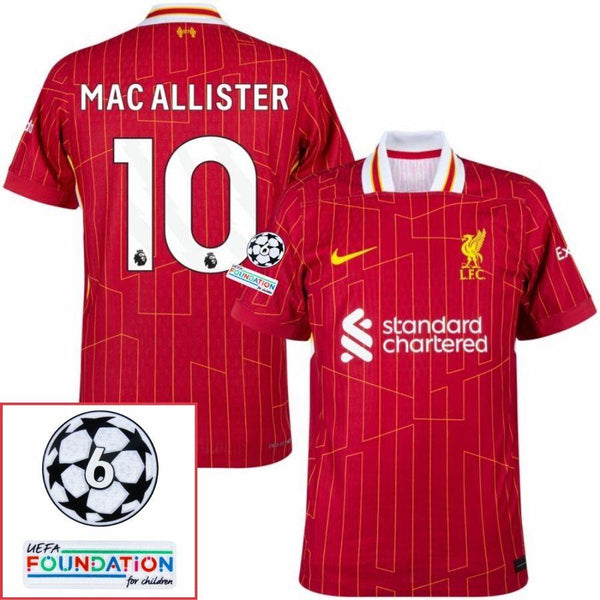 Liverpool Mac Allister 10 Home 2024/25 Patches UCL UEFA Foundation (Official Printing)