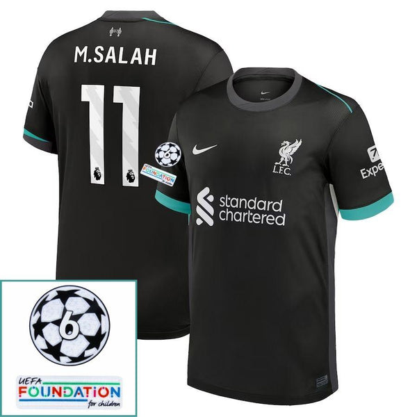 Liverpool Mohamed Salah 11 Away 2024/25 Patches UCL UEFA Foundation (Official Printing)
