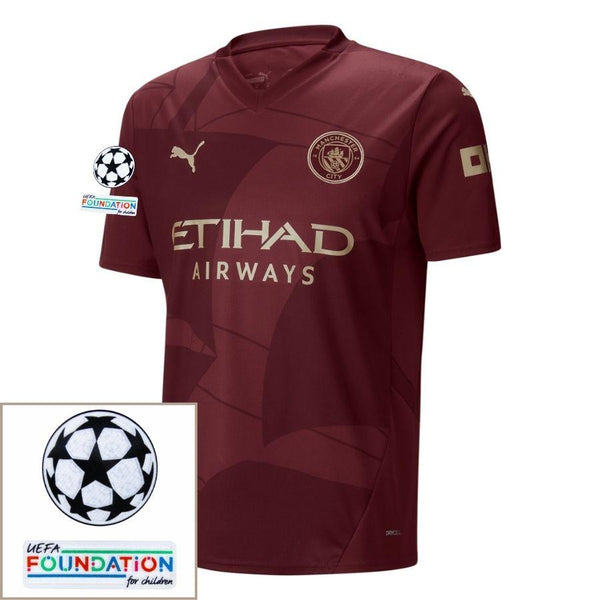 Manchester City Third 2024/25 Patches UCL UEFA Foundation (Official Printing)