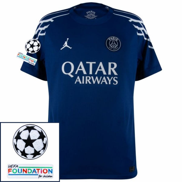 Paris Saint-Germain Fan Jersey Fourth Jordan 2024/25 Patches UCL UEFA Foundation (Official Printing)