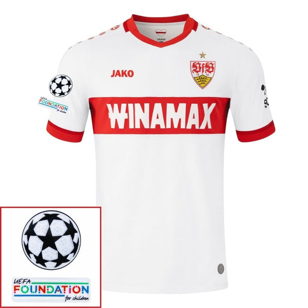 VfB Stuttgart Home Fan Jersey 2024/25 Patches UCL UEFA Foundation (Official Printing)