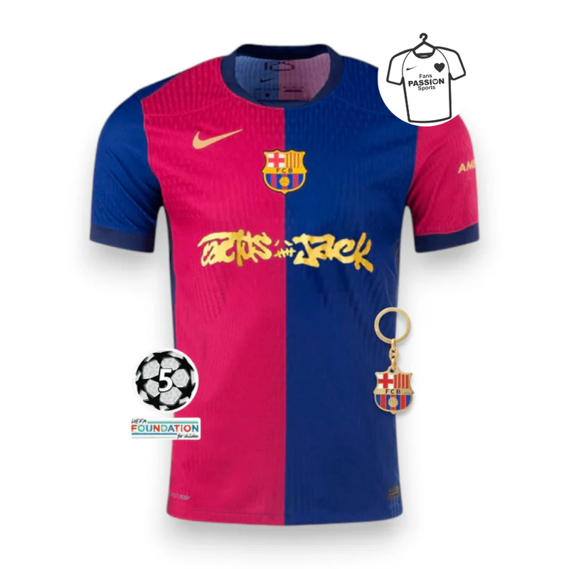 Barcelona Travis Scott Home Fan Jersey 2025/26 – Cactus Jack x Spotify Collab (UCL Patch)