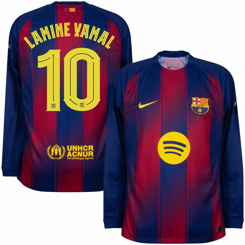 Barcelona Home Lamine Yamal 10 Long Sleeve Jersey 2025/26 – Men’s Soccer Shirt