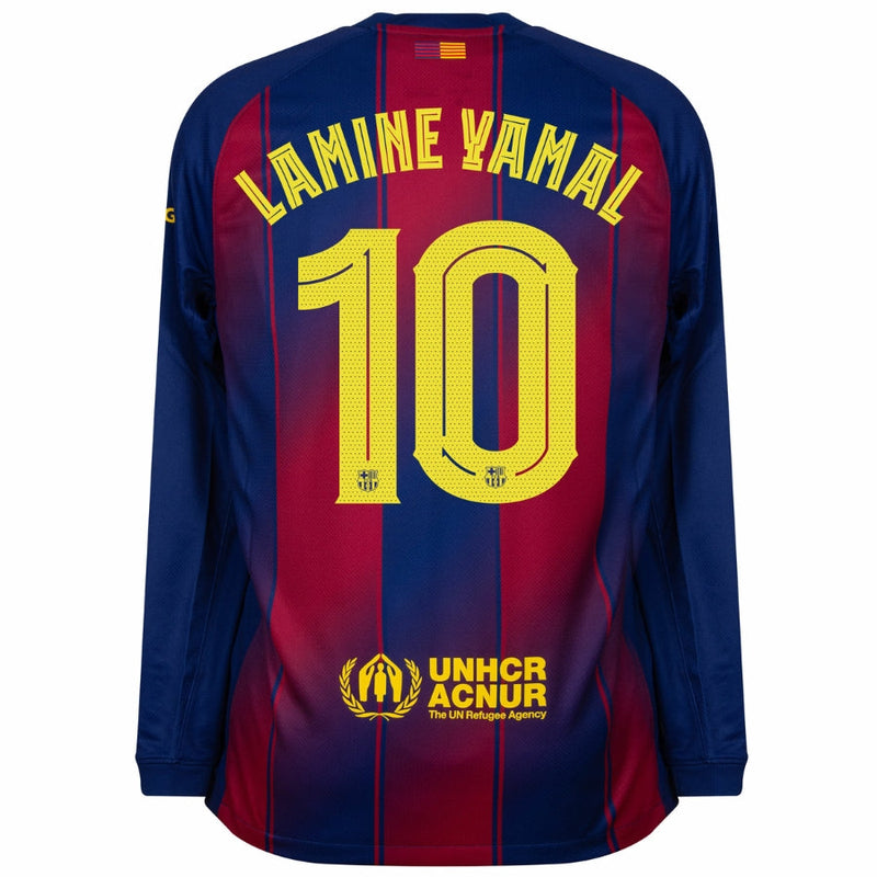 Barcelona Home Lamine Yamal 10 Long Sleeve Jersey 2025/26 – Men’s Soccer Shirt