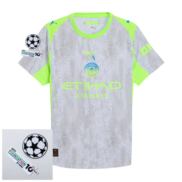Manchester City Third Fan Jersey 2025/26 Patches UCL + 10th Anniversary UEFA.