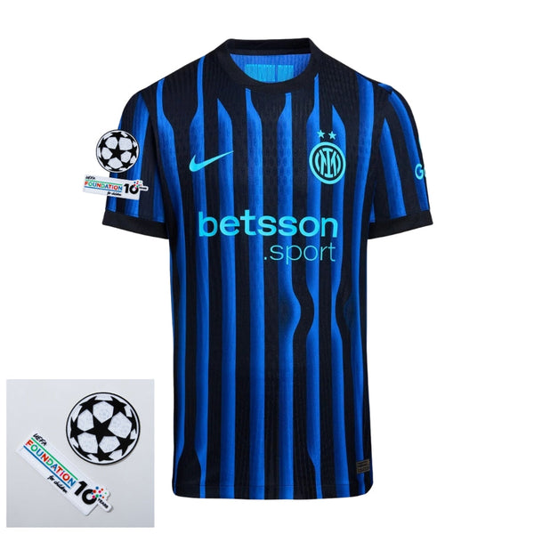 Inter Milan Home Fan Jersey 2025/26 Patches UCL + 10th Anniversary UEFA.