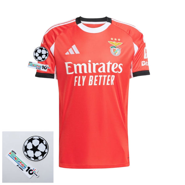 Benfica Home Fan Jersey 2025/26 Patches UCL + 10th Anniversary UEFA.