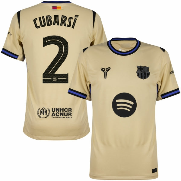 Barcelona Away Cubarsí 2 Jersey 2025/26 – Fan Edition with Official UCL Printing