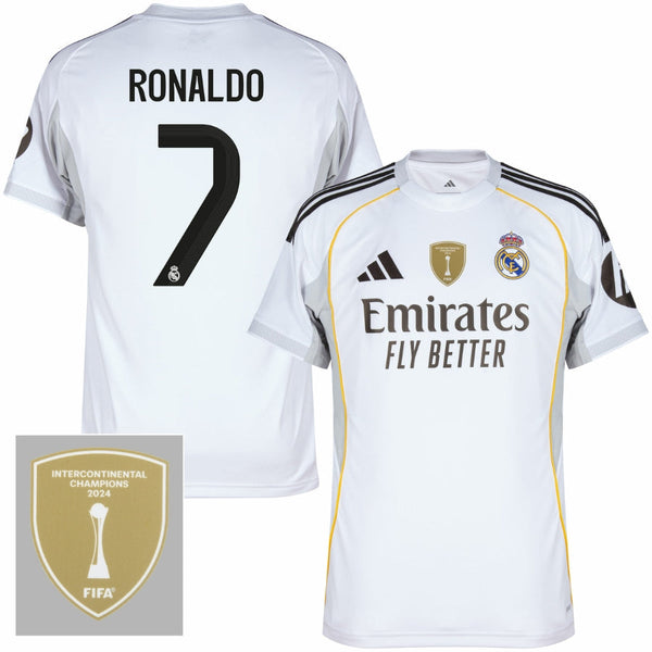 Real Madrid Ronaldo 7 Home Fan Jersey 2025/26 FIFA Intercontinental Champions Patch