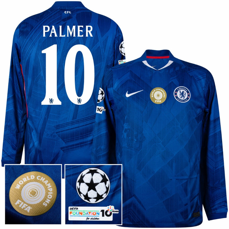 Chelsea Home Palmer 10 Long Sleeve Jersey 2025/26 – Men’s Soccer Shirt with Club World Cup & UEFA Patches